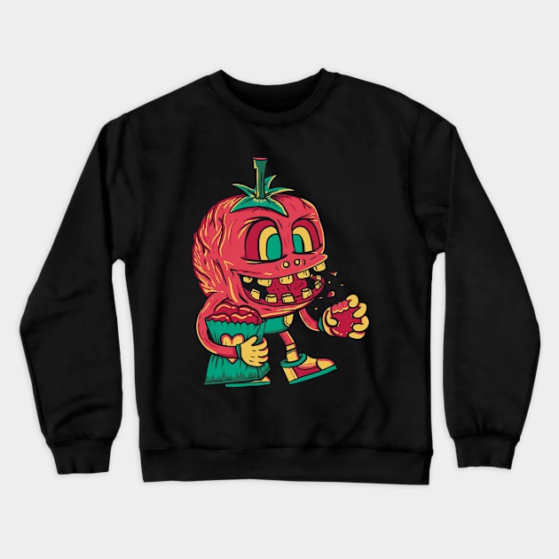 Tomato Monster Crewneck Sweatshirt by Mako Design 